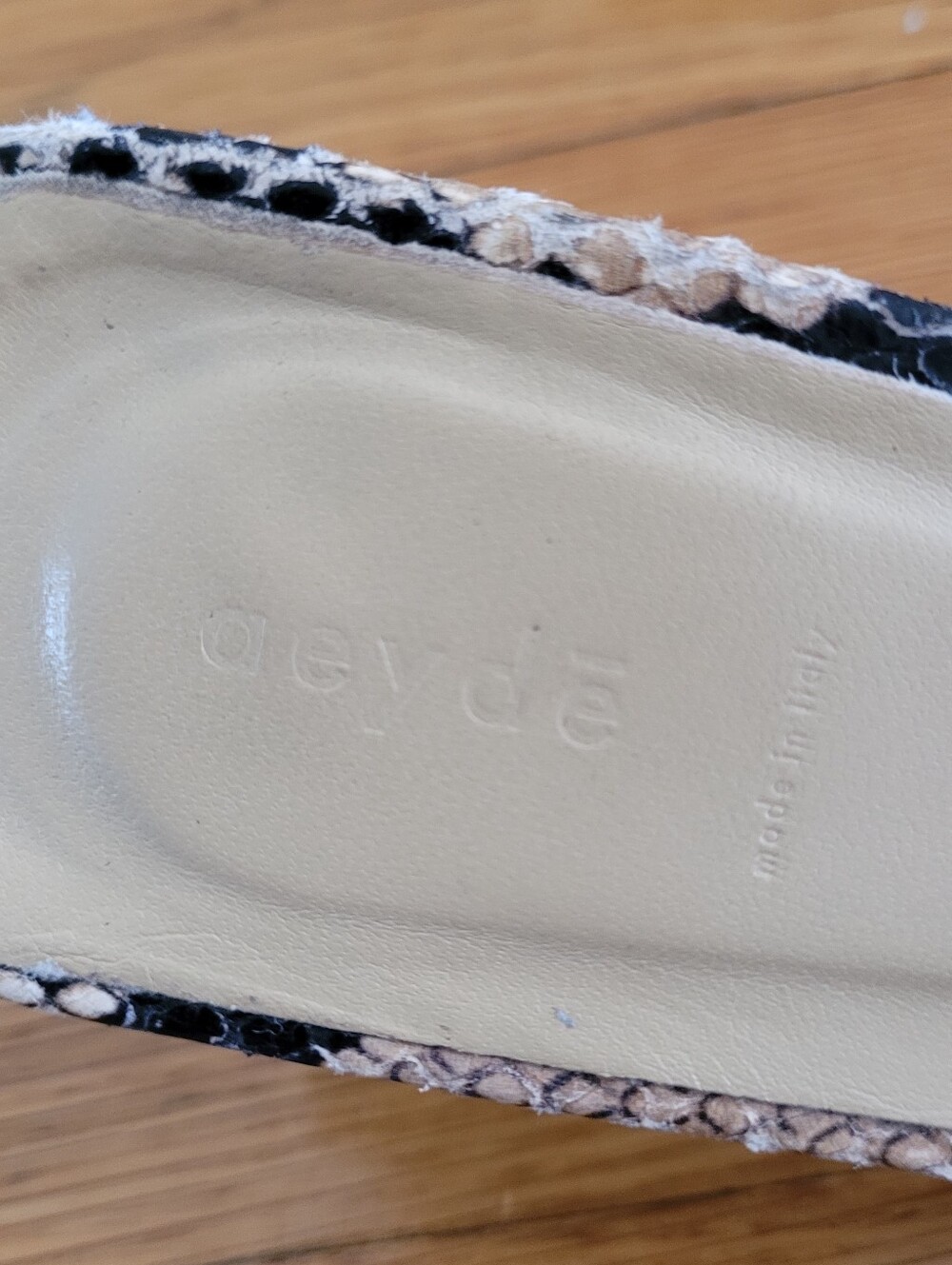 AEYDE SNAKE PRINT LEATHER SQUARE TOE BLOCK HEEL MULES MADE IN ITALY - Picture 5 of 8